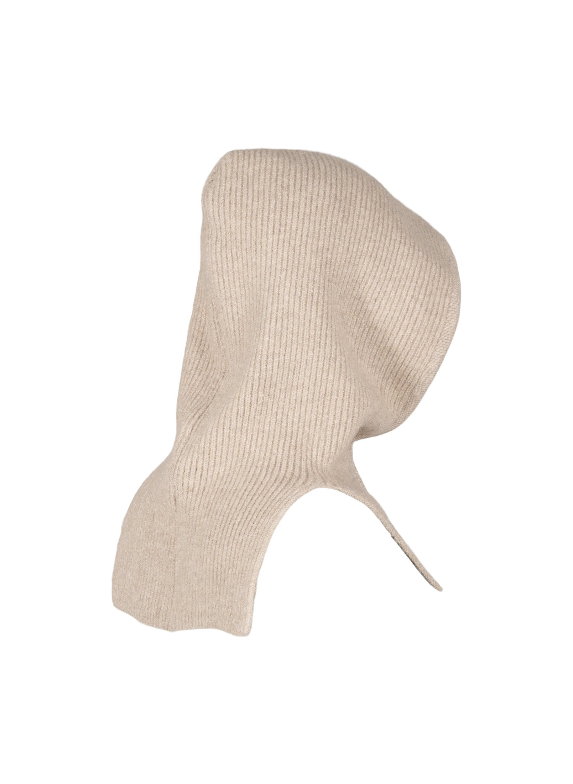 Zizzifashion Knitted balaclava with drawstrings, Beige, Packshot image number 3