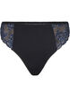 Microfibre G-string with lace, Black w Blue, Packshot image number 0