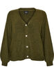 Cardigan with V-neck and ribbed texture, Green, Packshot image number 0