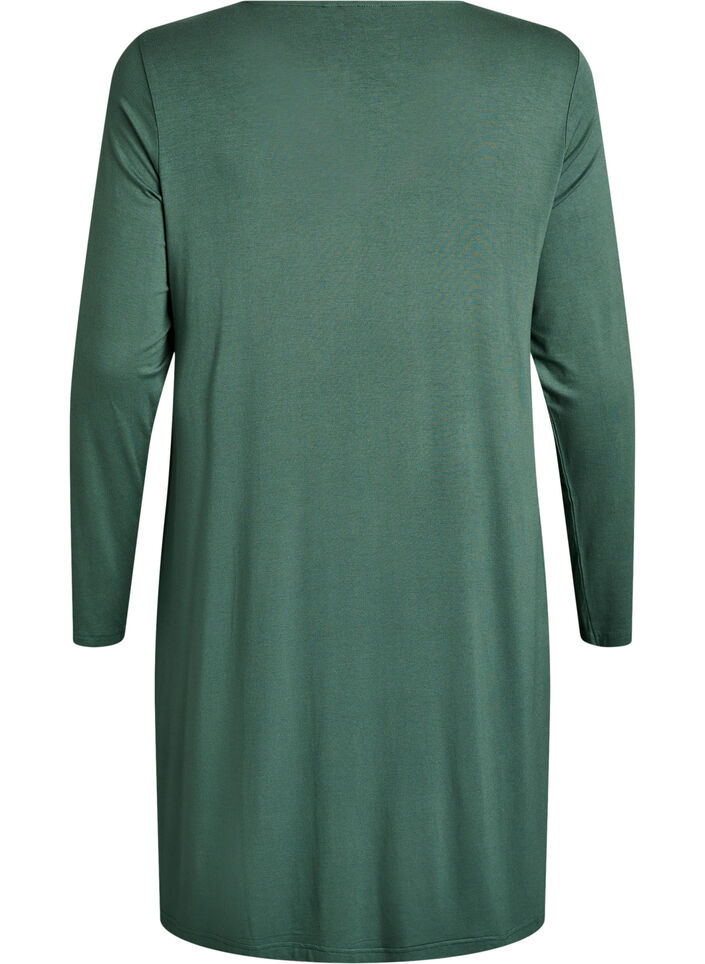 Long-sleeved nightgown with lace insert and V-neck, Green, Packshot image number 1