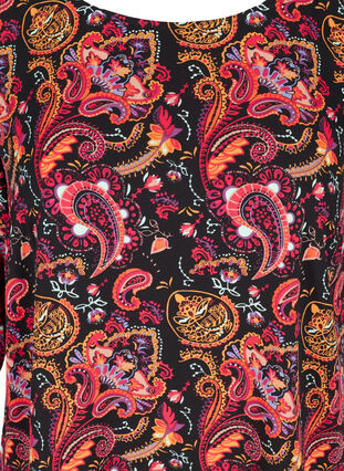 Printed blouse with lace back and 3/4-length sleeves, Black/Multi Paisley, Packshot image number 2