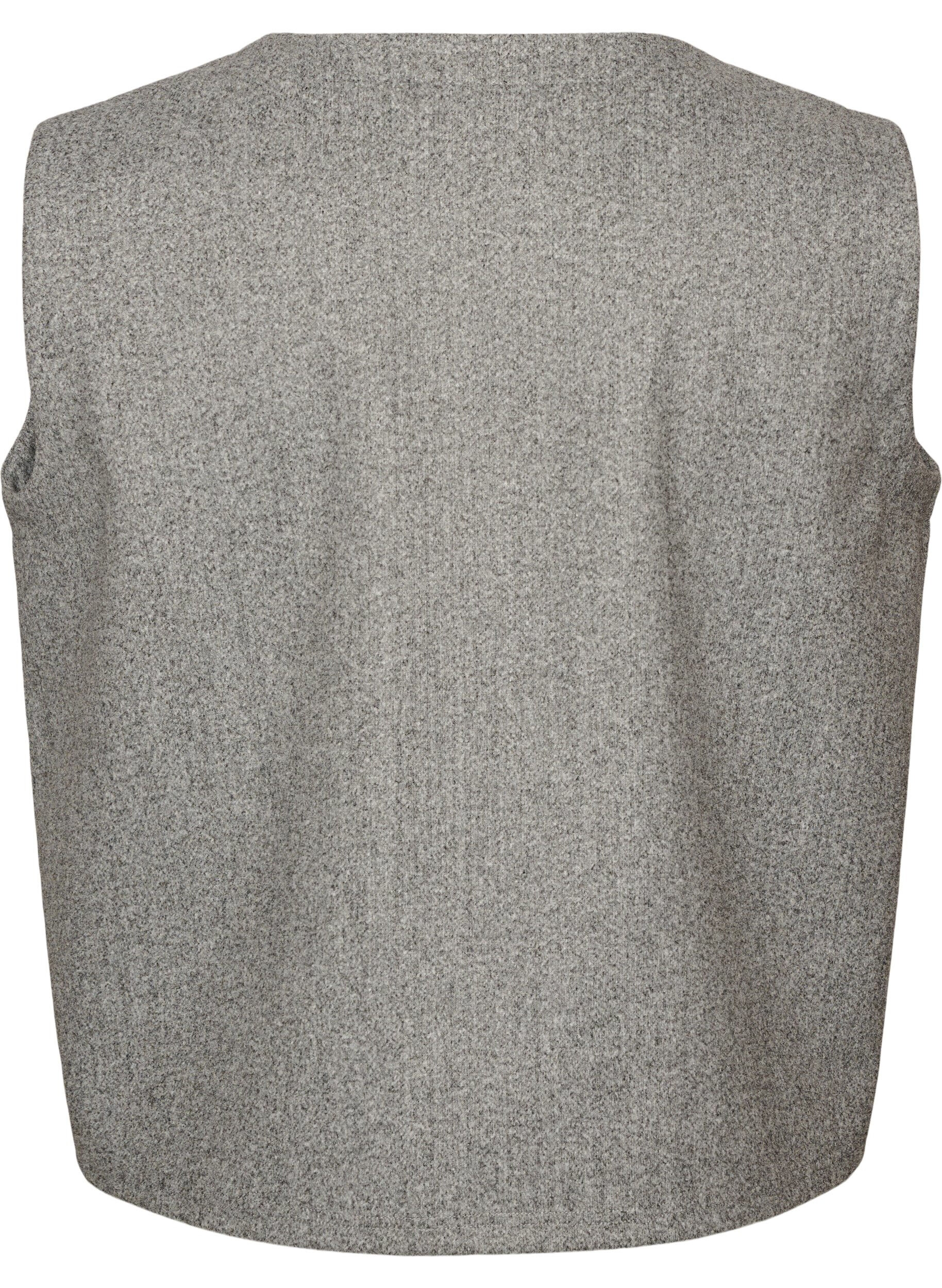 ZizzifashionV-neck vest with buttons, Grey, Packshot image number 1
