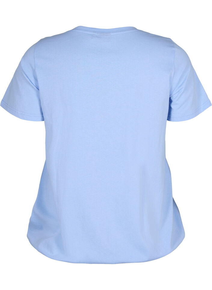 Short-sleeved cotton T-shirt with elasticated hem, Serenity w. Live, Packshot image number 1