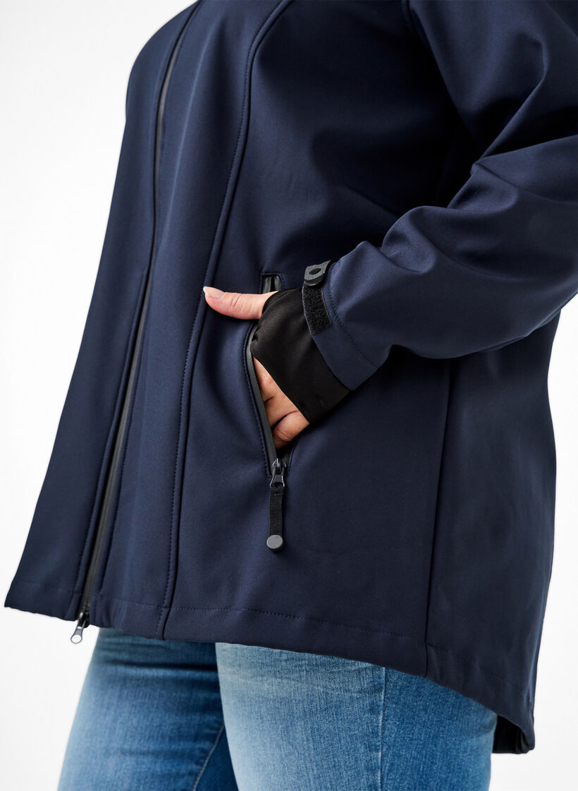 Short softshell jacket with detachable hood, Blue, Model image number 3