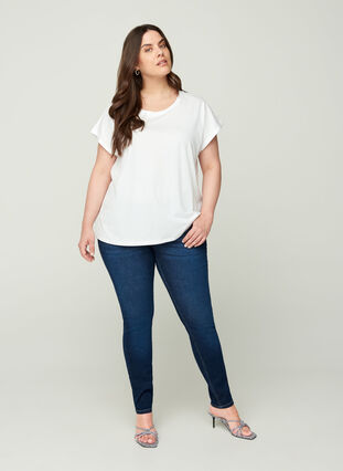 Short-sleeved cotton t-shirt, Bright White, Model image number 2