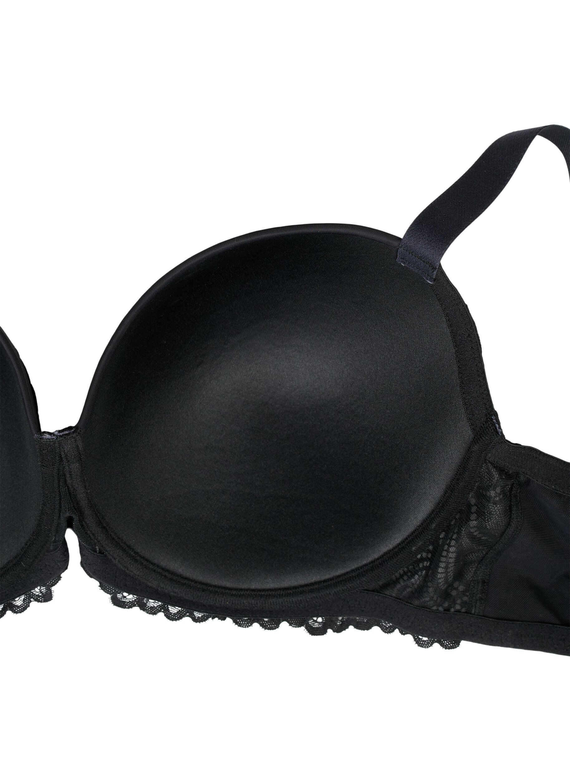 Zizzifashion Moulded underwire lace bra, Black, Packshot image number 3
