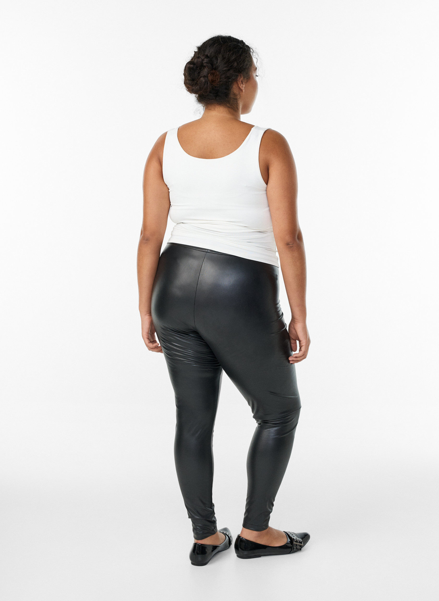 Zizzifashion Coated leggings with a brushed inside, Black, Model image number 2