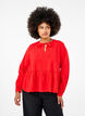 Blouse with bow and long sleeves, Red, Model image number 0