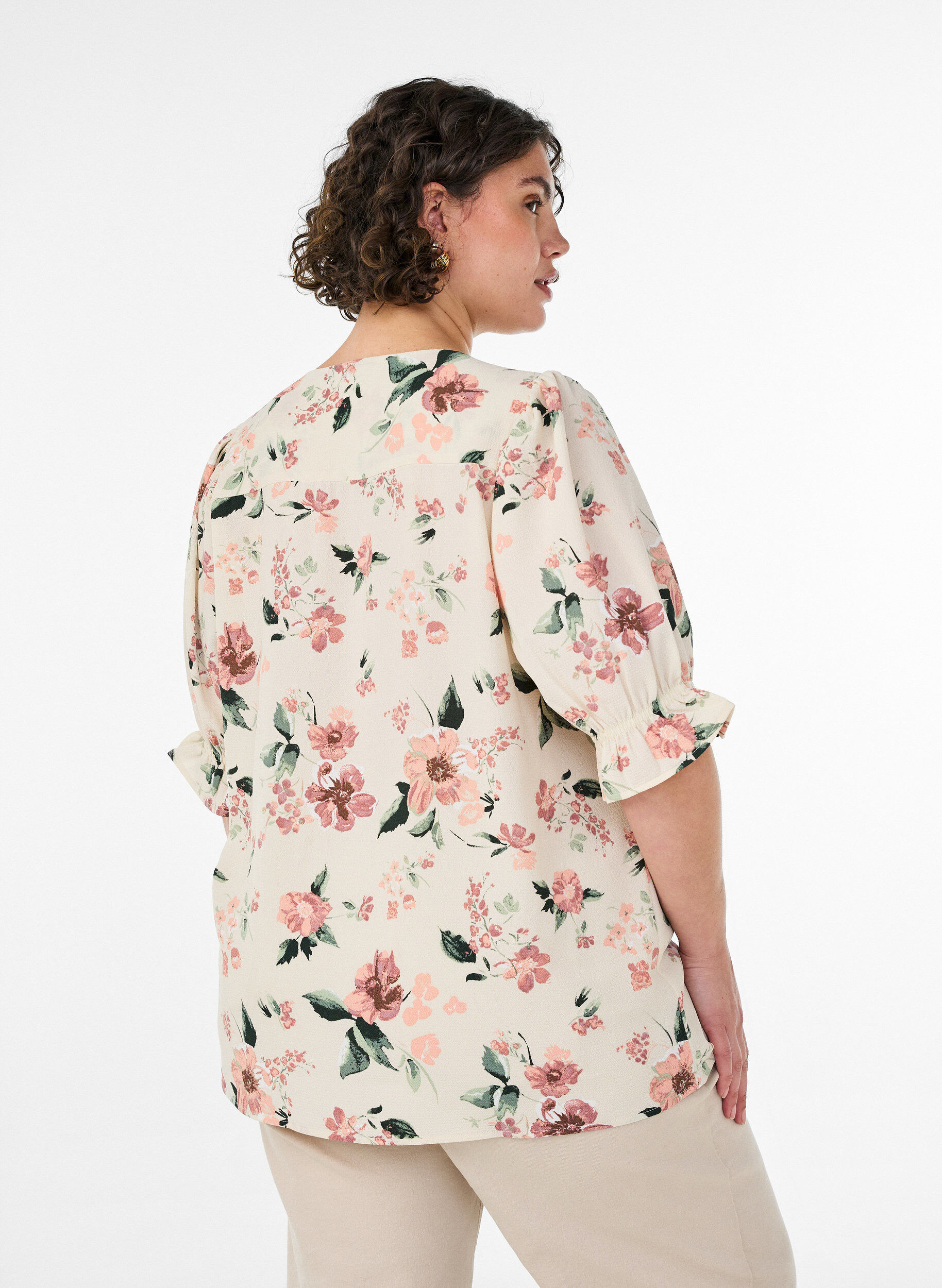 Zizzifashion Shirt blouse with 1/2 sleeves, Red, Model image number 2