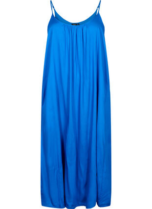 Sleeveless midi dress in viscose, Princess Blue, Packshot image number 0