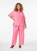 Striped trousers with a high waist and wide legs, Pink, Model image number 0