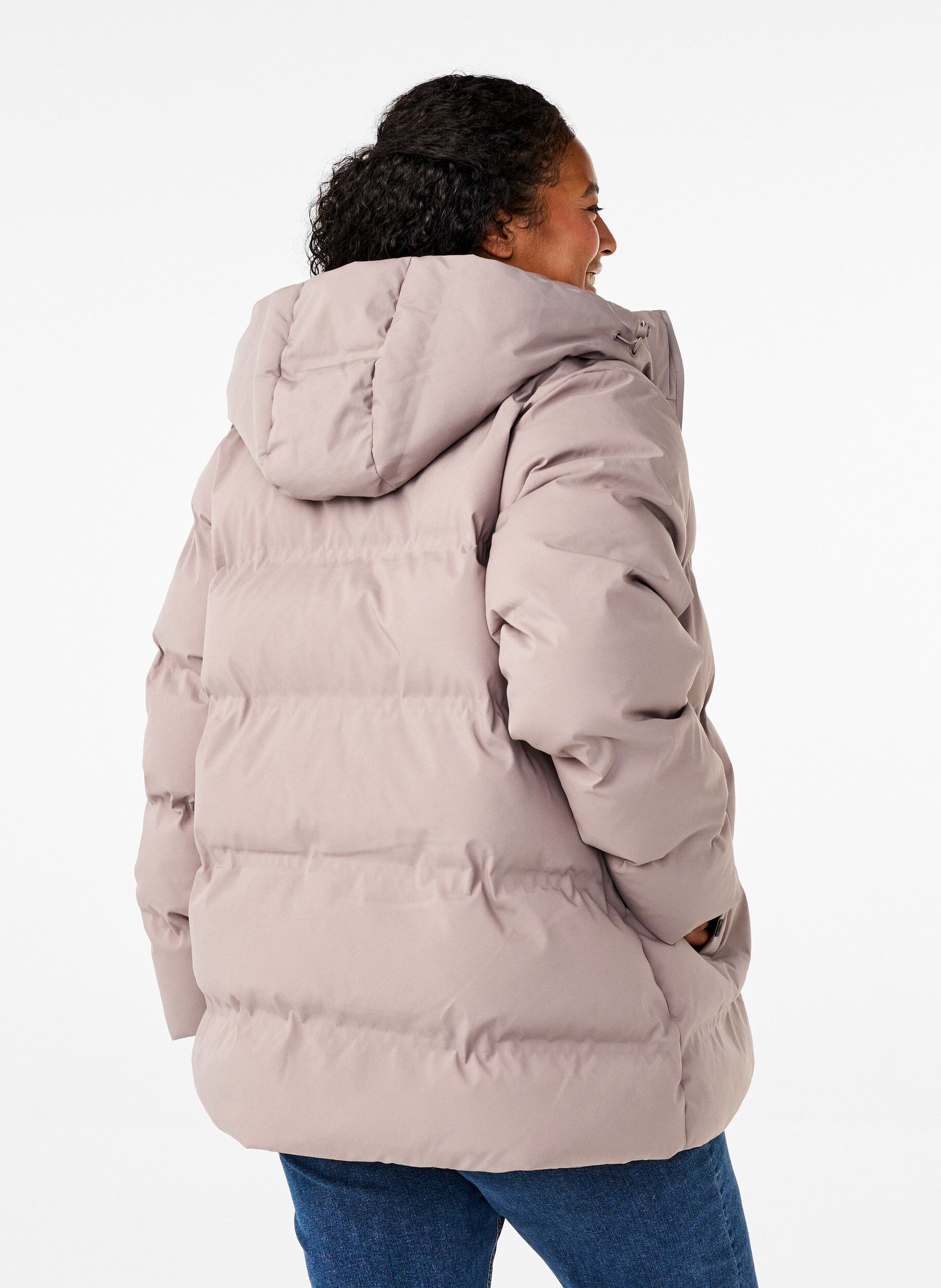 Zizzifashion Short puffer jacket with hood, Beige, Model image number 2
