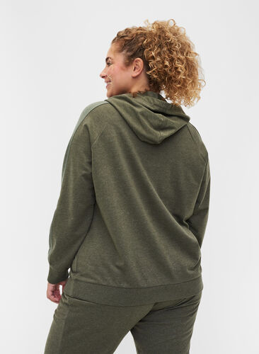 Hooded sweatshirt with zip, Forest Night, Model image number 1