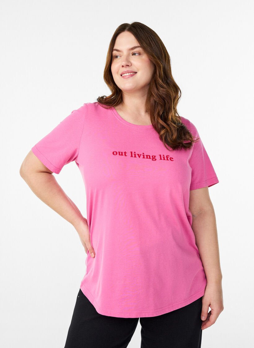 T-shirt with motif, Pink, Model image number 0