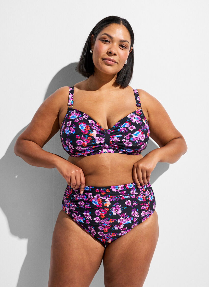 Underwire bikini bra with pattern, Purple, Model image number 1