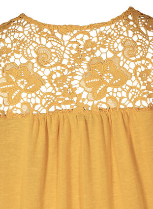 T-shirt with lace, Mineral Yellow, Packshot image number 3