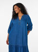 Denim maxi dress with frilled tiers, Blue, Model image number 2