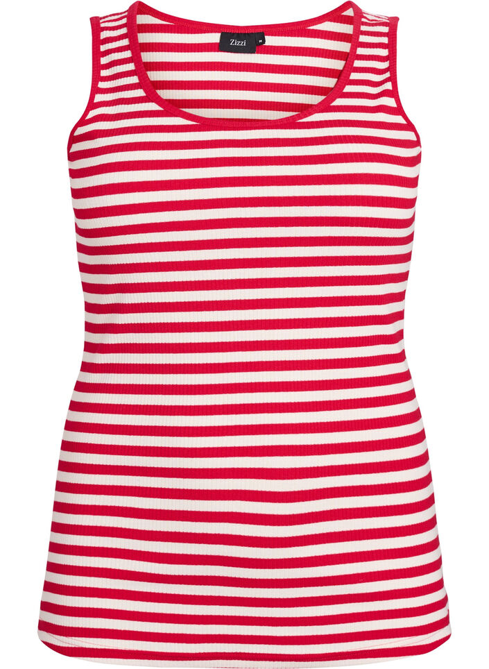 Striped tank top with a rib structure, Snow W. U.R.Stripe, Packshot image number 0