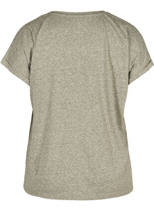 Marled cotton t-shirt, Green Mélange, Packshot image number 1