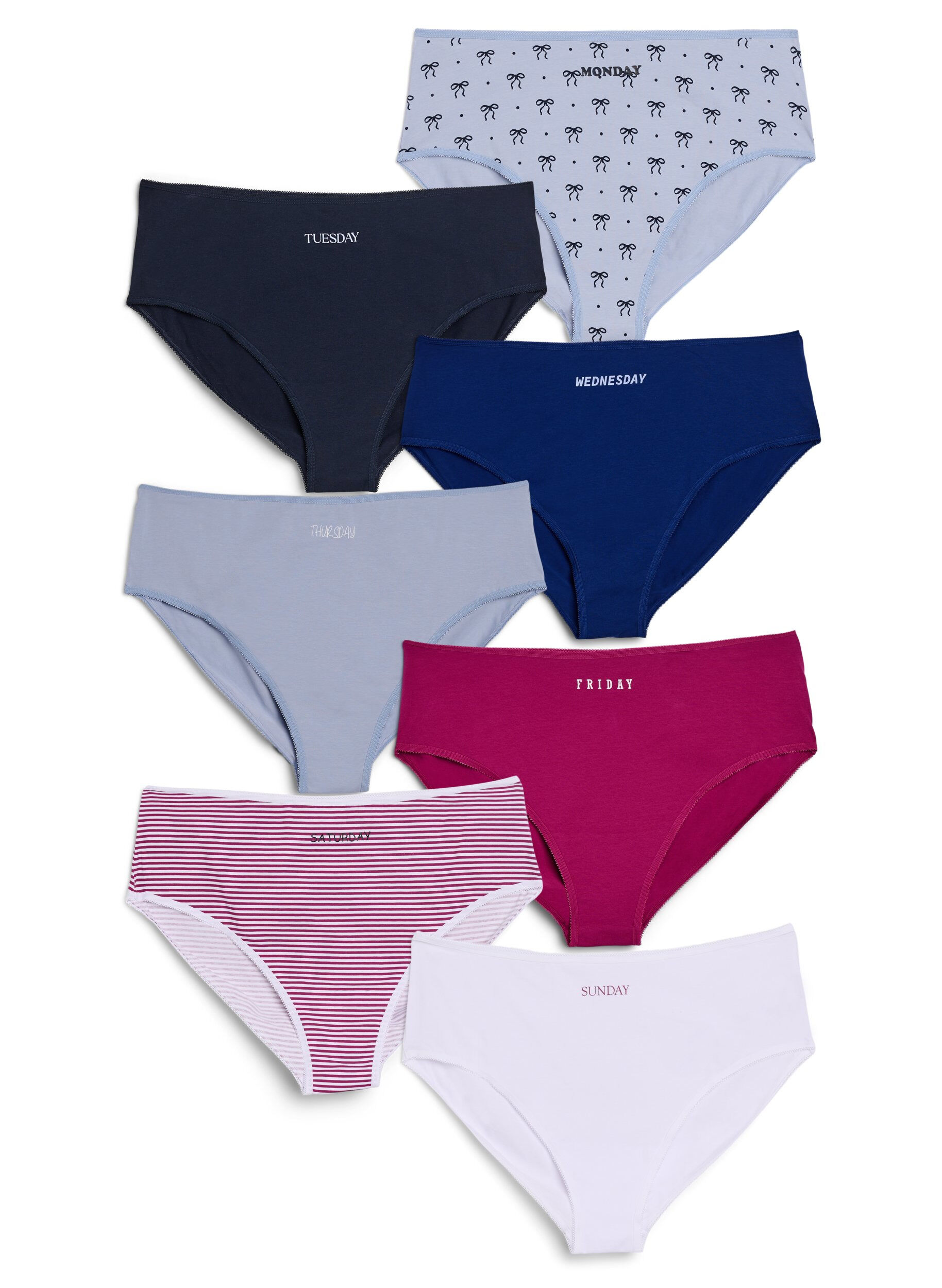 Zizzifashion7-pack of panties with a regular waist, Blue, Packshot image number 0