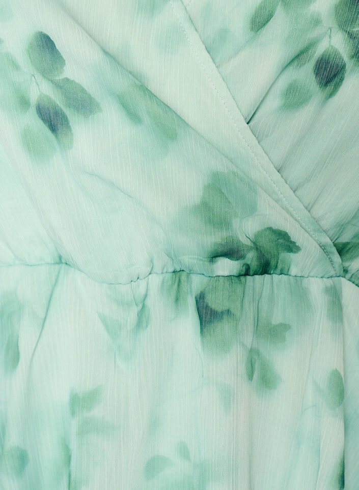 Floral chiffon blouse with short sleeves, Green, Packshot image number 2