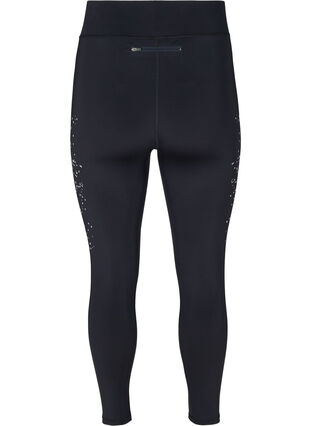 Cropped sports tights with reflectors, Black, Packshot image number 1