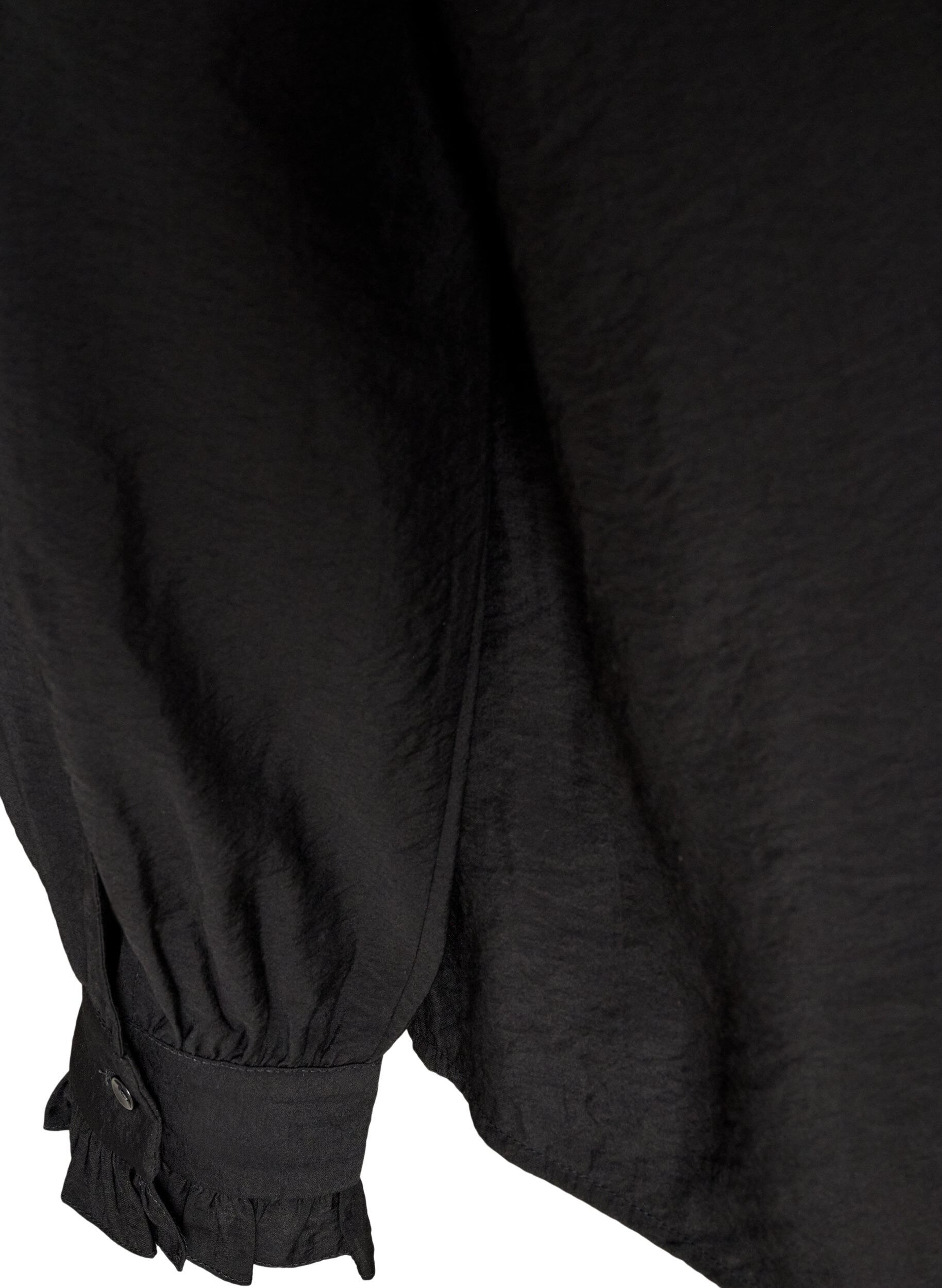 ZizzifashionShirt blouse with embroidered flower appliqu&eacute;s, Black, Packshot image number 3