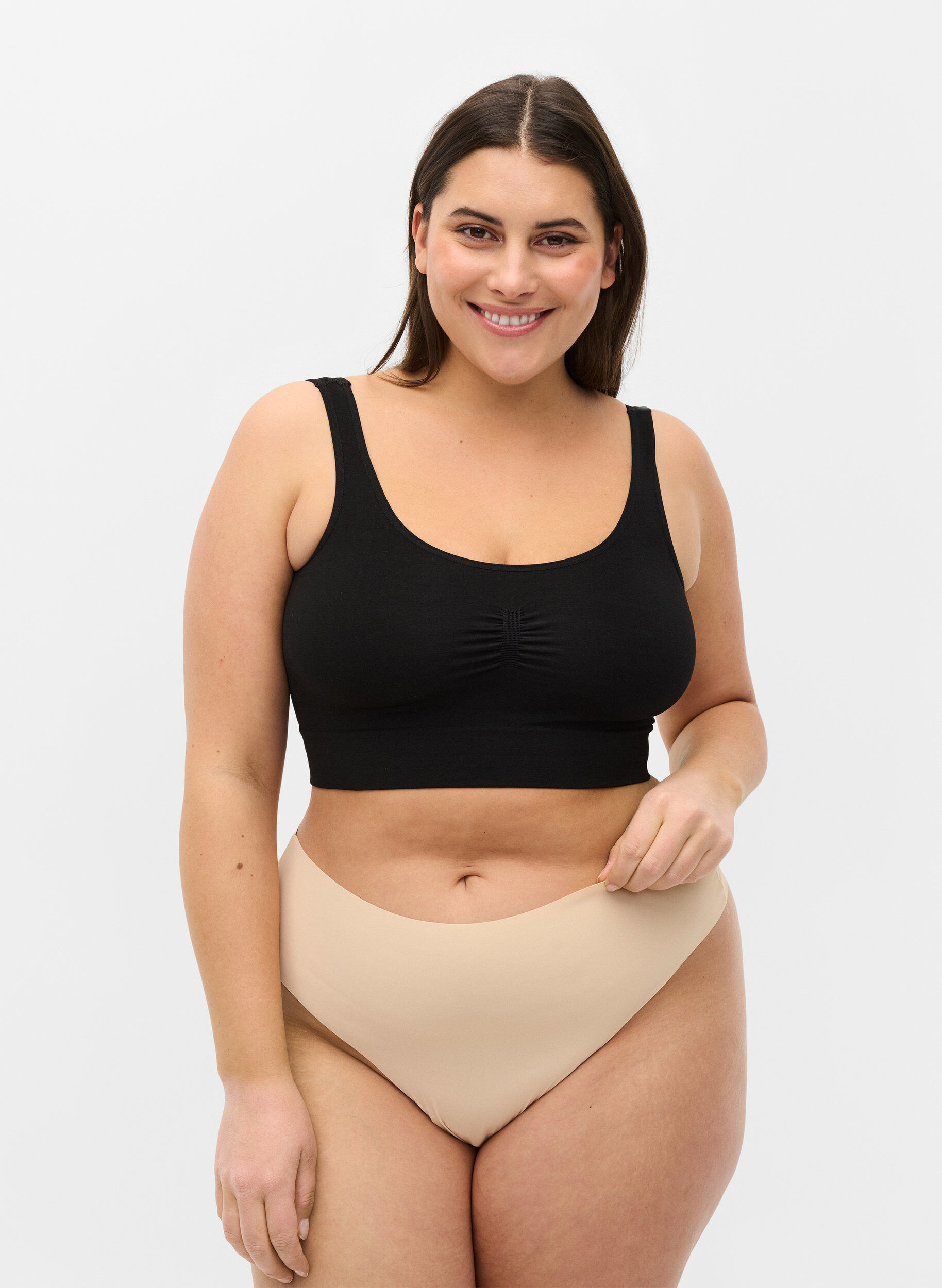 Zizzifashion 2-pack seamless g-string, Beige, Model image number 0