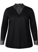 Blouse with lace and long sleeves, Black, Packshot image number 0