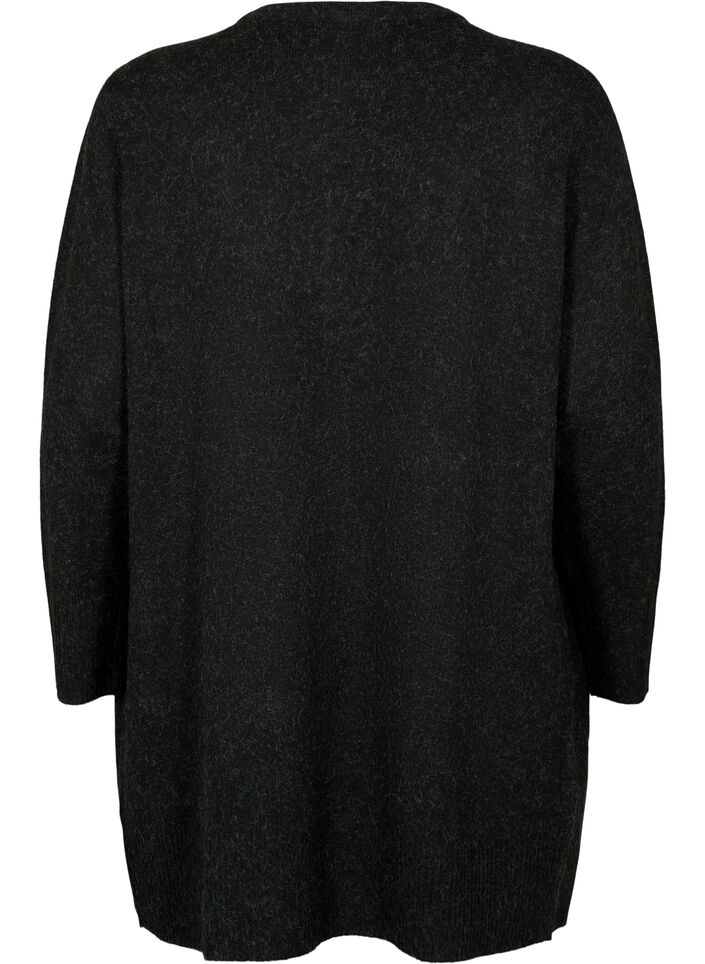 Ribbed Knit Cardigan with Pockets, Dark Grey, Packshot image number 1