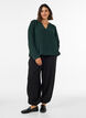 Balloon silhouette blouse with V-neck, Green, Model image number 1