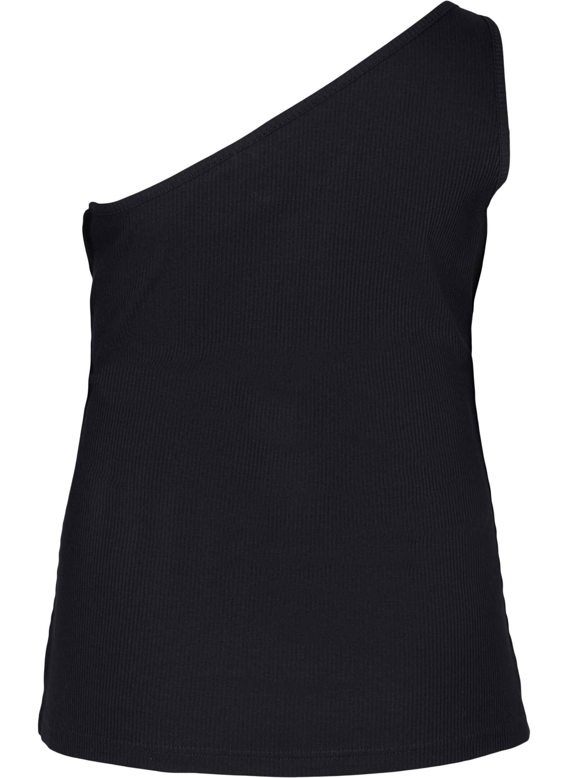 Zizzifashion One-shoulder top in cotton, Black, Packshot image number 1