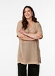 FLASH - Short-sleeved knitted blouse with v-neck, Beige, Model image number 0