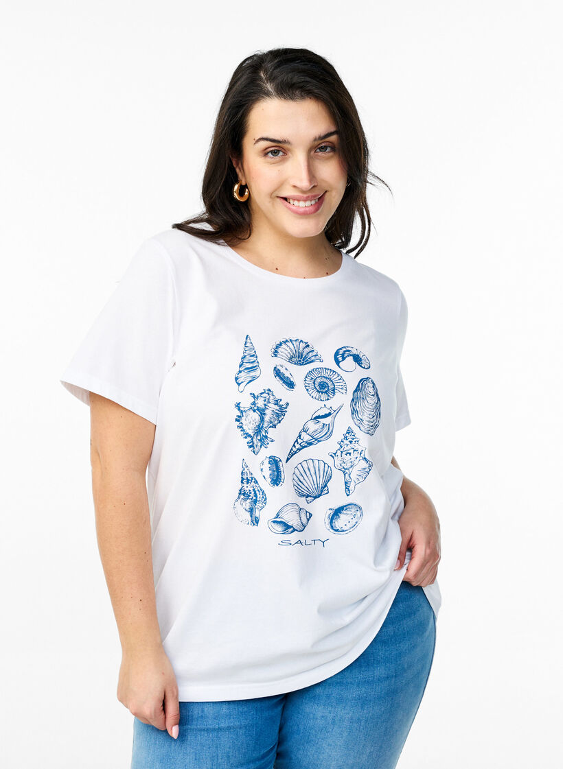 T-shirt with print detail, White, Model image number 0