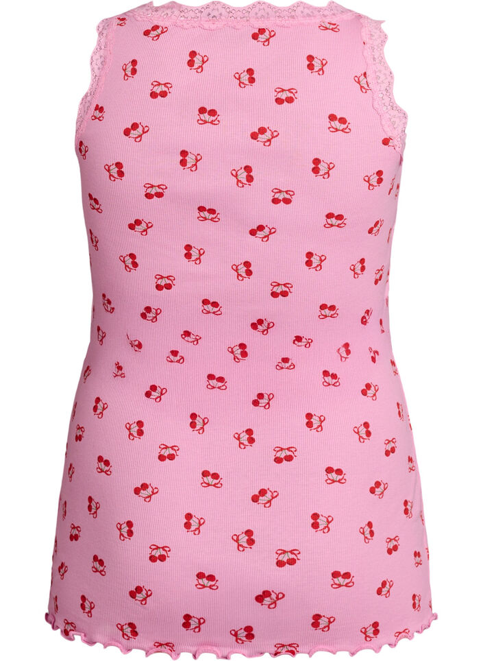 Top with print and lace edge, Pink, Packshot image number 1