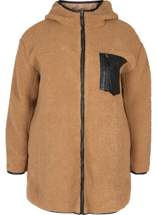 Teddy jacket with a hood and zip, Burro, Packshot image number 0