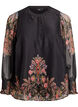 Blouse with paisley print and sheer sleeves, Black, Packshot image number 0