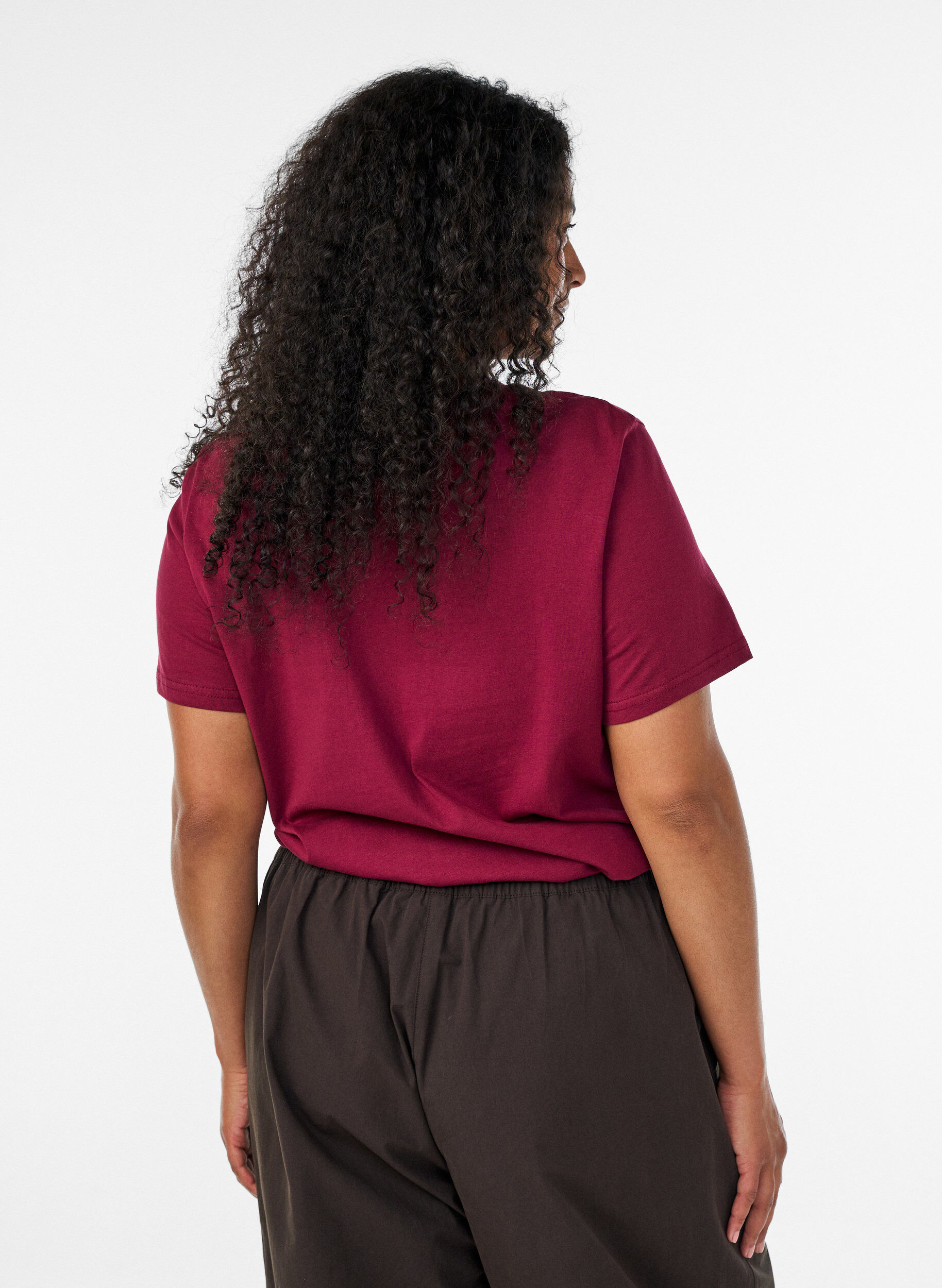 ZizzifashionBasic cotton T-shirt with round neck, Red, Model image number 2
