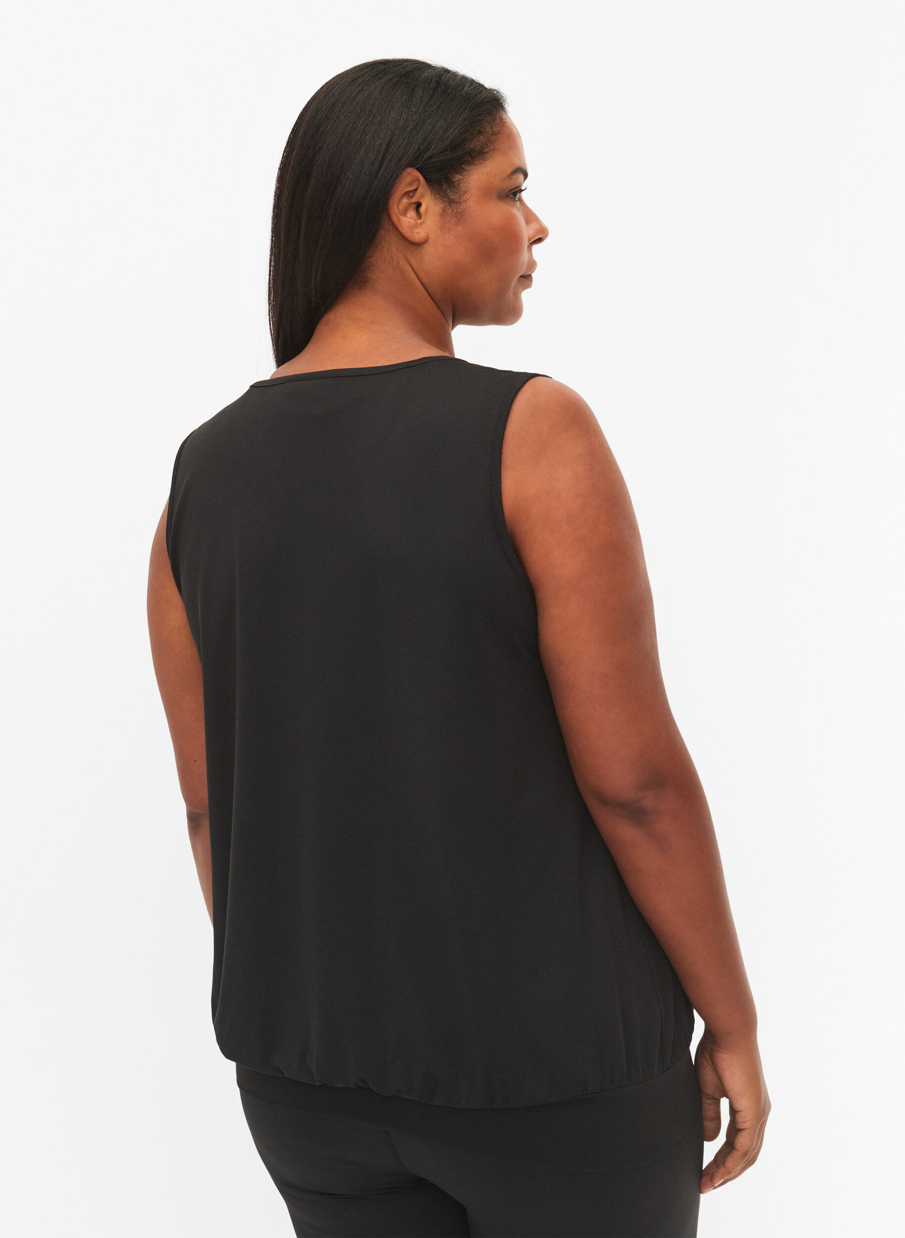 Zizzifashion Sleeveless workout top with balloon fit, Black, Model image number 1