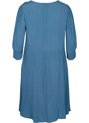 Viscose dress with 3/4 length sleeves, Real Teal, Packshot image number 1