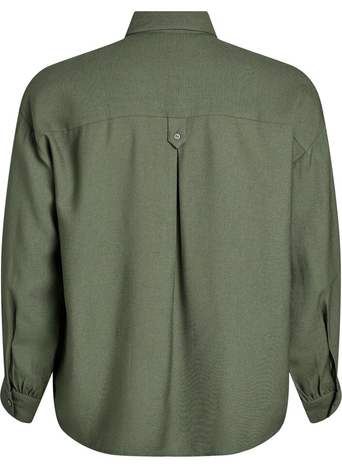 Shirt blouse with button detail at the back, Green, Packshot image number 1