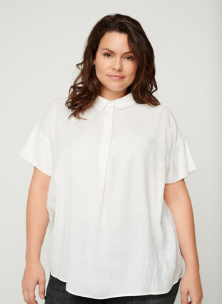 Short-sleeved, viscose mix shirt, Snow White, Model image number 0