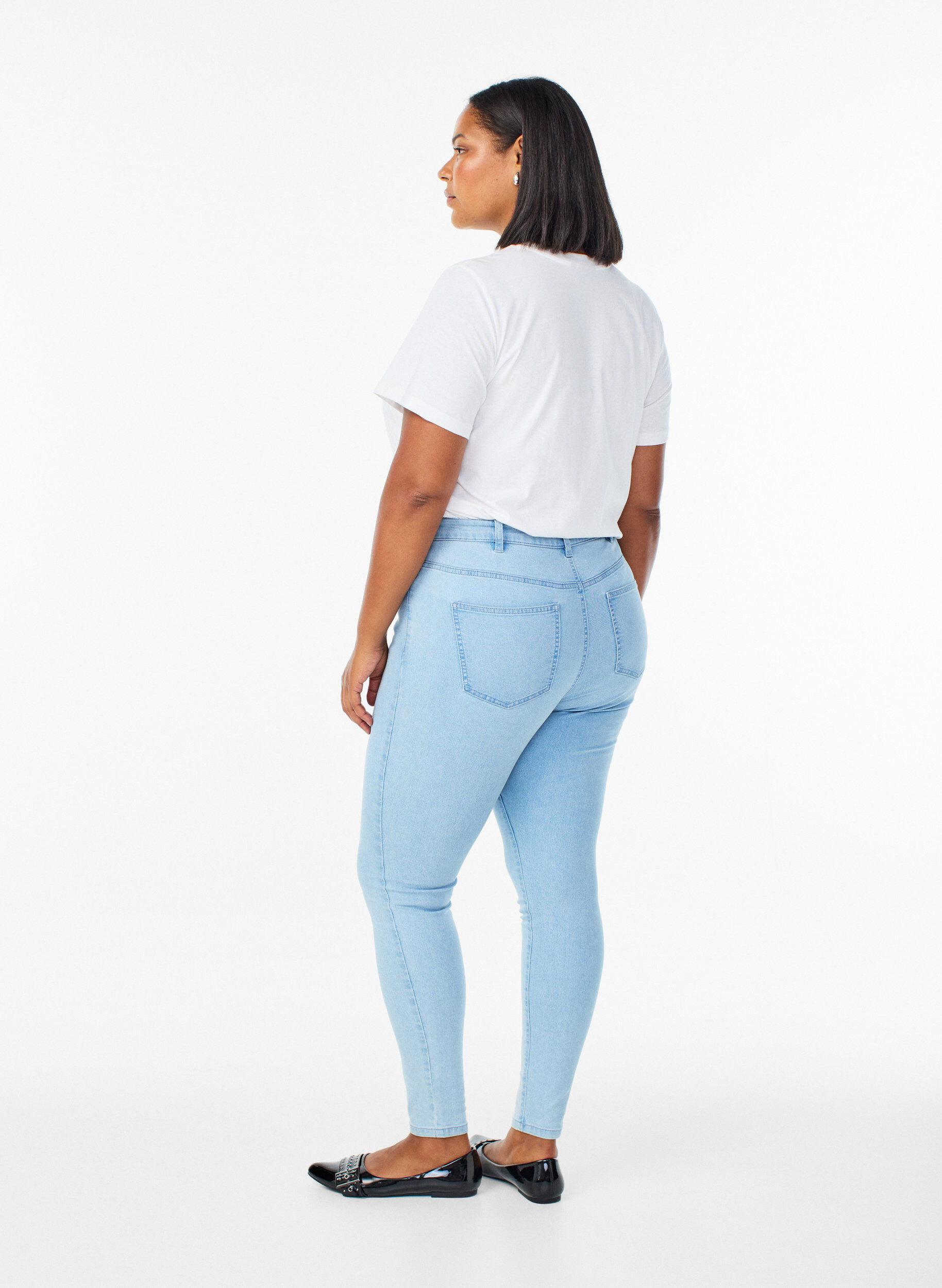 Zizzifashion Amy high-waisted super slim fit jeans, Light Blue, Model image number 1