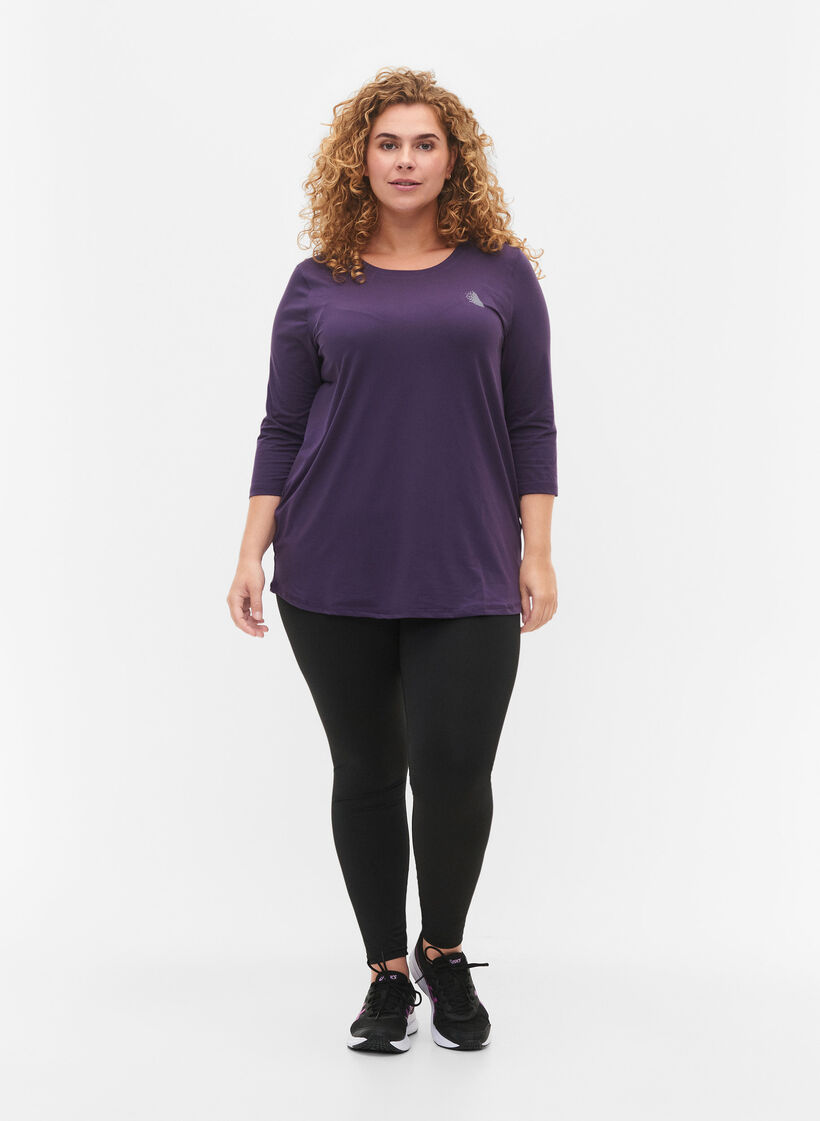 Workout top with 3/4 sleeves, Purple, Model image number 1
