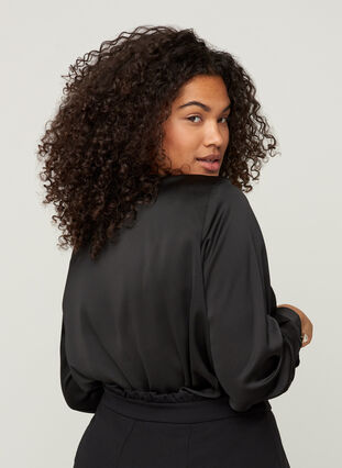 Round neck blouse, Black, Model image number 1