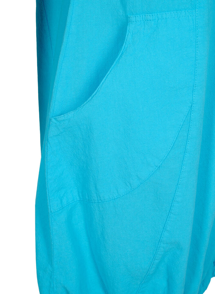 Short-sleeved cotton dress, Blue, Packshot image number 3