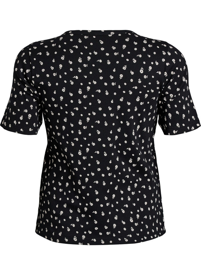 Cotton T-shirt with all-over print, Black, Packshot image number 1