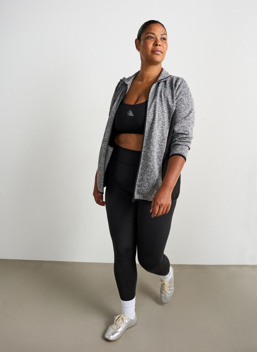 Training cardigan with contrast panels and a high collar, Dark Grey, Model image number 1