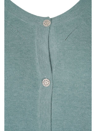 Knitted cardigan with puffy sleeves, Sagebrush Green Mel, Packshot image number 2