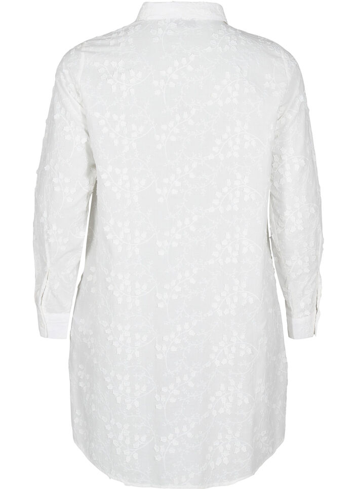 Shirt dress with embroidered flowers, White, Packshot image number 1